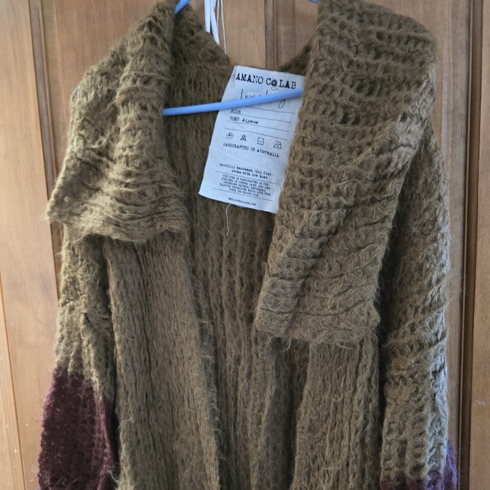AMANO by Lorena Laing Hand knitted duster style sweater.